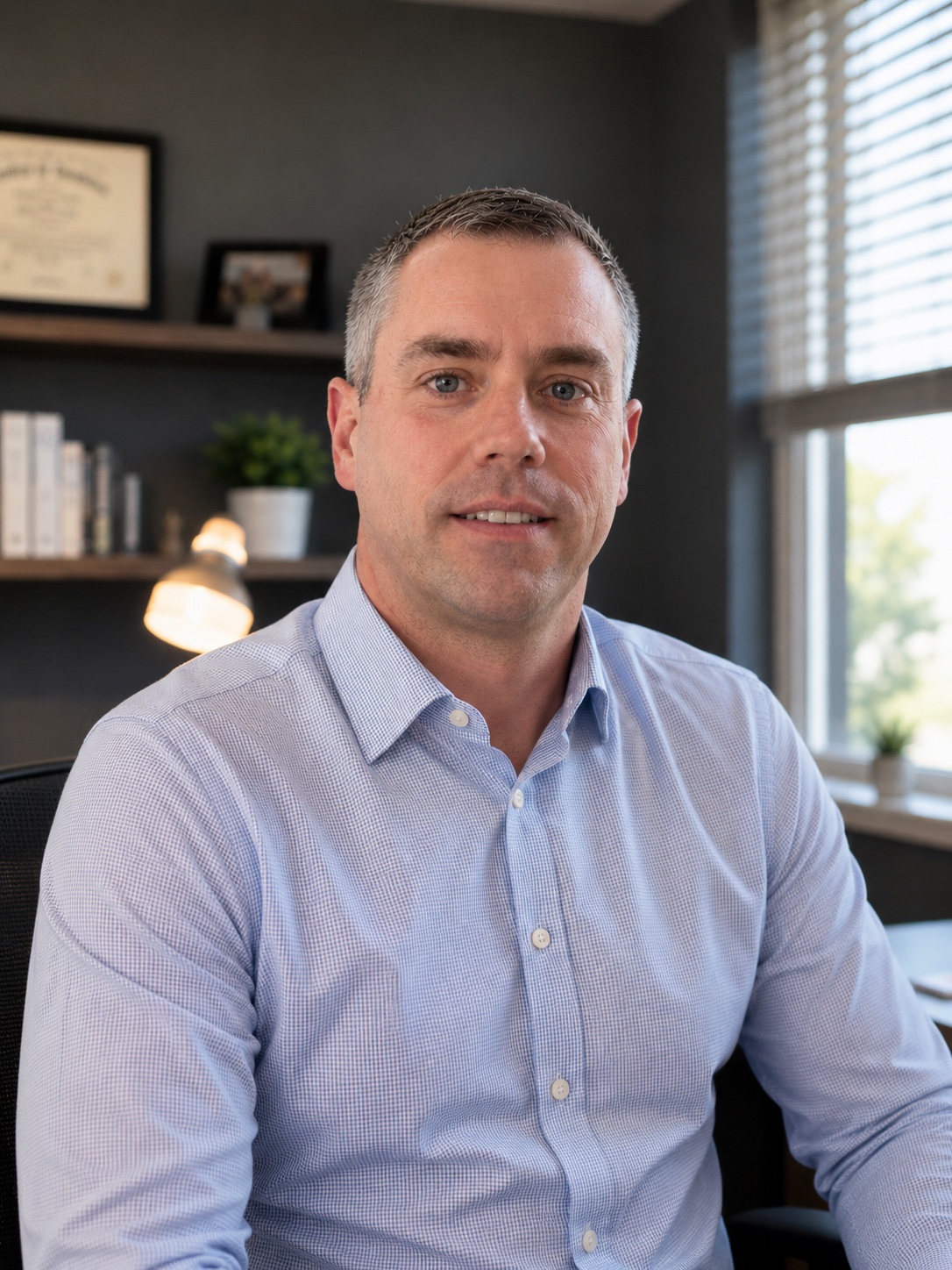 Richard Salvesen, LCSW, MA, seated in his office